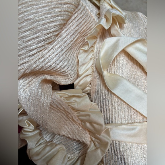 Vintage Gilligan & O'Malley Cream Maxi Lace Slip Dress & Crop Top Set Sz S - Picture 14 of 15